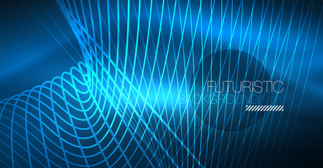 Neon glowing magic background, neon banner, night sky wallpaper. Magic light effect. Christmas abstract pattern. © antishock