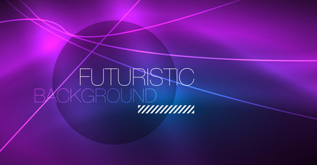 Neon glowing magic background, neon banner, night sky wallpaper. Magic light effect. Christmas abstract pattern.