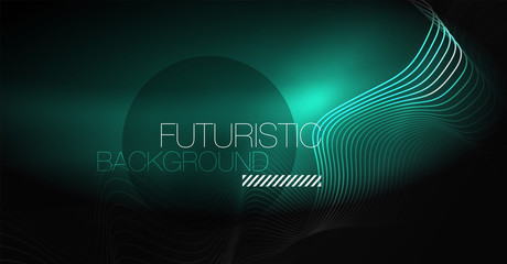 Neon lines wave background. Abstract composition