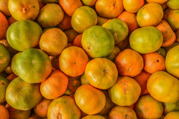 many fresh tangerines