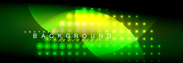 Vector blurred neon glowing circles with flowing and liquid light concept, energy magic fantastic abstract background