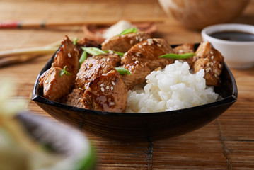 chicken and rice in asian style