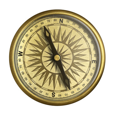 Old compass isolated 3d illustration