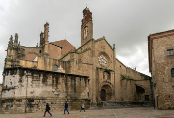 Fototapeta premium PLASENCIA, CACERES, SPAIN - NOVEMBER 25, 2018: old and new Cathedral, a representation of Gothic and Roman styles