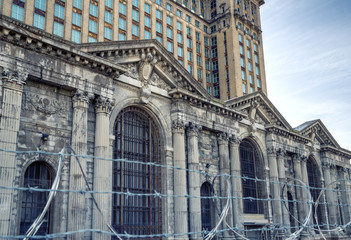 The abandoned Michigan Central Station in Detroit. USA