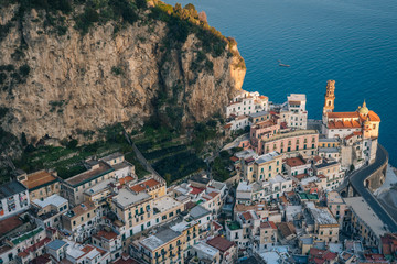 Naklejka premium View of Atrani, on the Amalfi Coast, in Campania, Italy