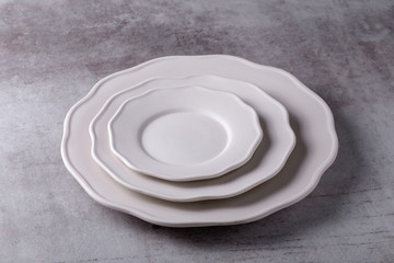 Empty blank white ceramic dish on Cement Board