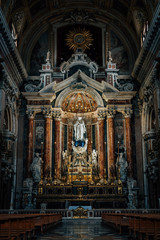 Fototapeta na wymiar The interior of Chiesa del Gesù Nuovo, in Naples, Italy.