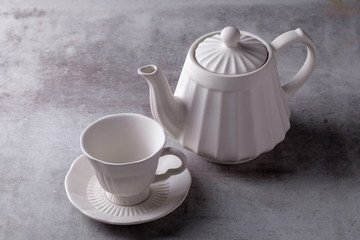 Teapot creamer, Cup and saucer on Cement Board