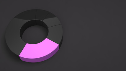 Black ring pie chart with one purple sector