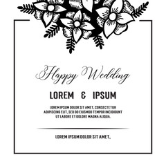 Wedding ornament concept with flowers vector art