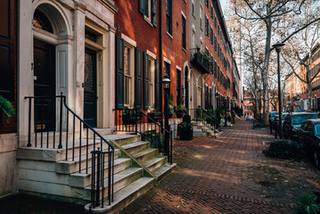 Fototapeta premium Row houses near Rittenhouse Square, in Philadelphia, Pennsylvania.