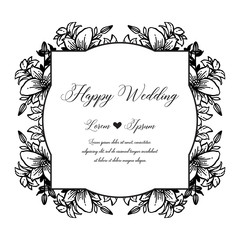 Vintage wedding invitation with flowers hand draw vector