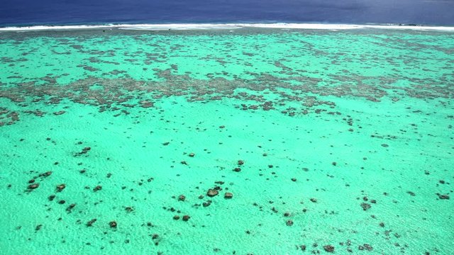 Aerial view of Bora Bora Tupai Heart Island South Pacific Ocean 
