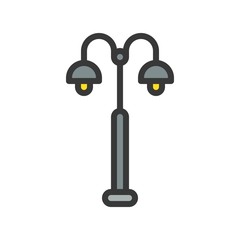 Lantern or lamp vector icon, filled style editable stroke