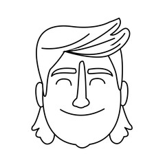 Man with long hair smiling black and white