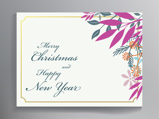 Christmas card template with floral ornament