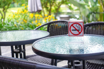 No smoking sign in a cafe and the park