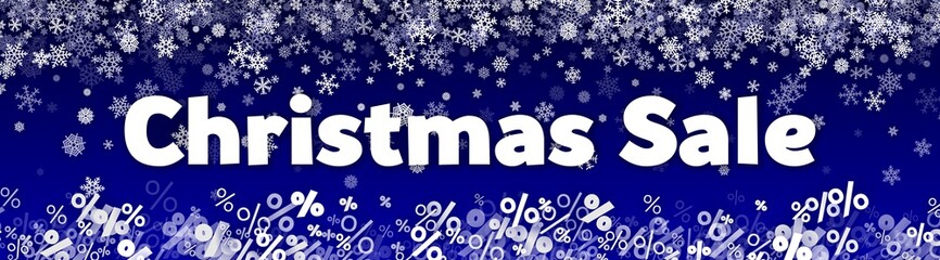 Christmas Sale holiday banner with snow and percent signs