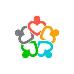 Three business heart people conference in circle.