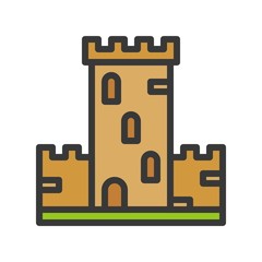 Naklejka premium Castle vector icon, filled outline style editable stroke