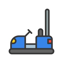 Bumper car vector icon, filled outline style editable stroke