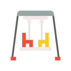Swing vector icon, amusement park related flat style