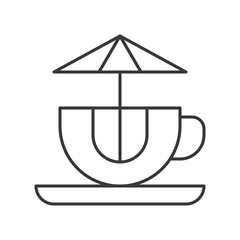 Cup rides vector icon, amusement park related line style