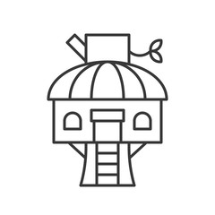 Treehouse vector icon, amusement park related line style