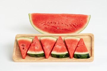 A half of fresh watermelon on a table