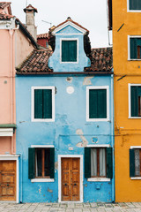 Fototapeta na wymiar A blue house in Burano, Venice, Italy