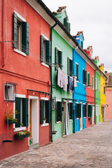 Fototapeta na wymiar Row of colorful houses in Burano, Venice, Italy