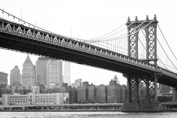 The Manhattan Bridge and East River, seen from DUMBO, in Brooklyn, New York City