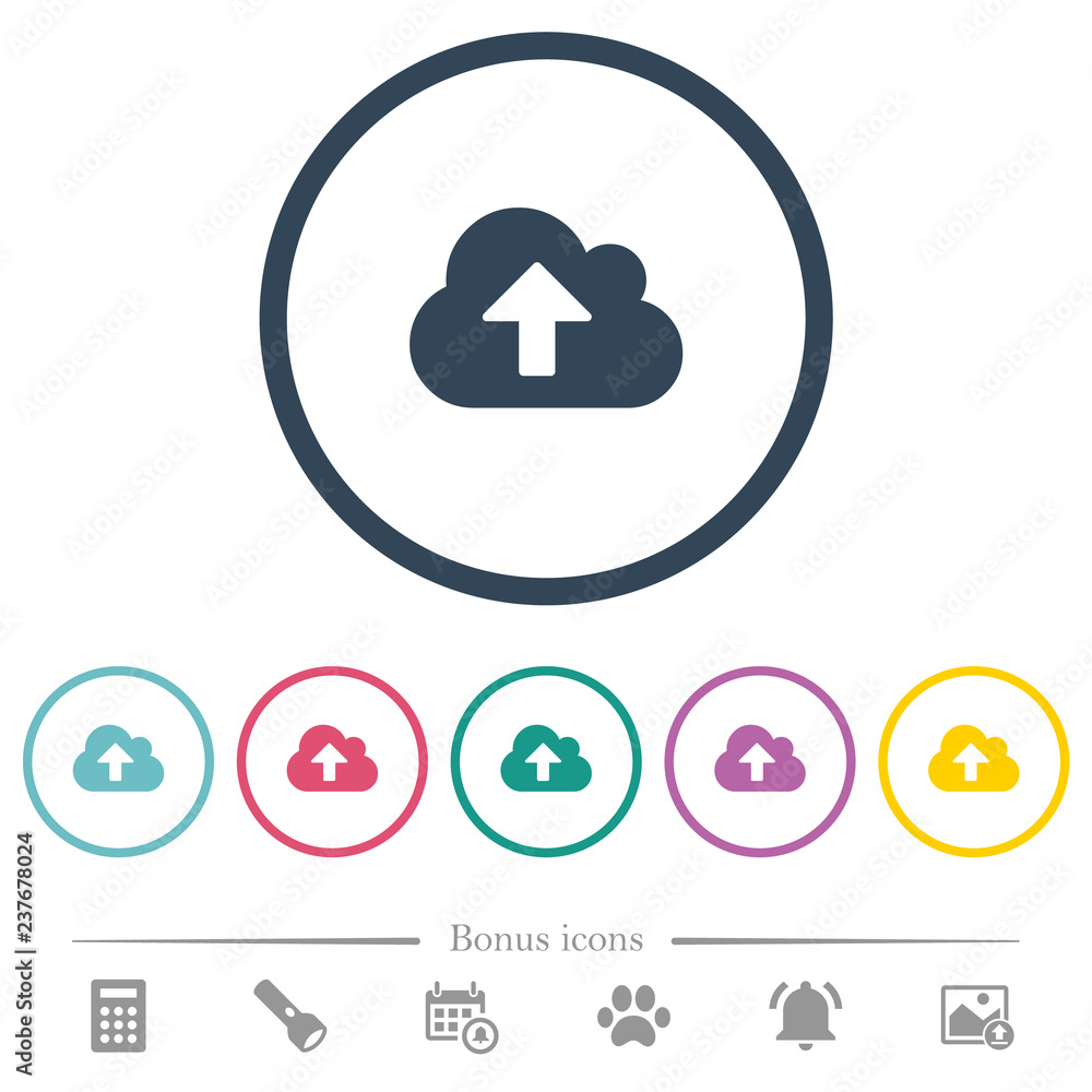 Aufkleber cloud upload flat color icons in round outlines