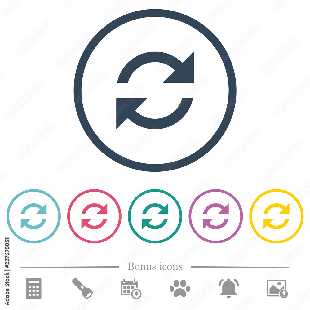 Poster refresh arrows flat color icons in round outlines