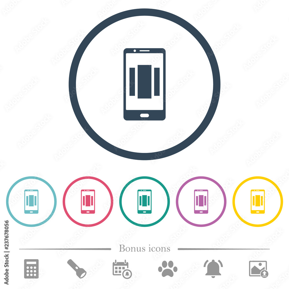 Poster setting up mobile homescreen flat color icons in round outlines