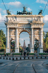 Fototapeta na wymiar The Arco della Pace in Milan, Italy