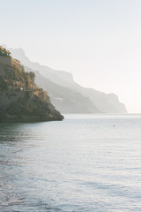 The Amalfi Coast at sunrise, seen from Minori, in Campania, Italy