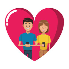 Couple with smartphones