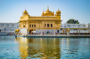 Blue waters of golden temple holy pond