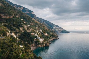 Fototapeta na wymiar View of the Tyrrhenian Sea and Amalfi Coast from Positano, in Campania, Italy
