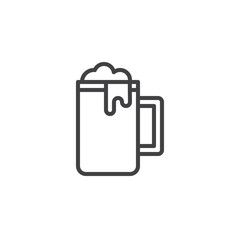 Beer mug outline icon. linear style sign for mobile concept and web design. Glass of lager beer with foam simple line vector icon. Symbol, logo illustration. Pixel perfect vector graphics