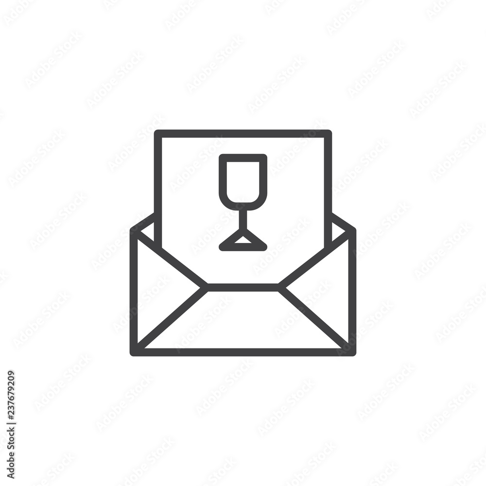 Aufkleber party invitation outline icon. linear style sign for mobile concept and web design. envelope with in
