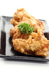 Fried Chicken on Black Plate