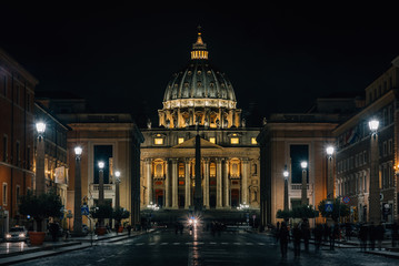 St. Peter's Basilica and Via della Conciliazione, in Rome, Italy.
