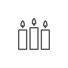 Burning candles outline icon. linear style sign for mobile concept and web design. Party candles simple line vector icon. Symbol, logo illustration. Pixel perfect vector graphics