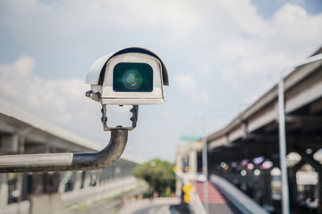 CCTV Camera Operating on Highway area for detecting traffic.