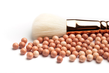 Cosmetics blush ball isolated on white