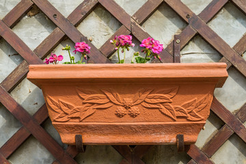 Decorative Flower Pot on Wooden Wall Decor