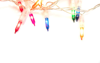 Christmas lights ornaments isolated on white background